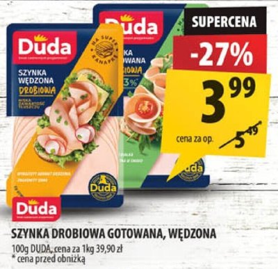 Szynka drobiowa gotowana wędzona Duda promocja w Arhelan