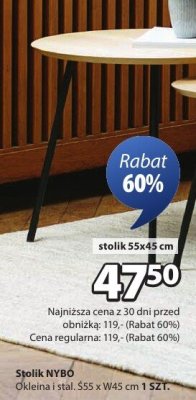 Stolik NYBO Okleina i stal. S55 x W45 cm 1 SZT. promocja w Jysk