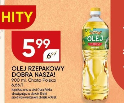 Olej rzepakowy Dobra Nasza promocja w Chata Polska