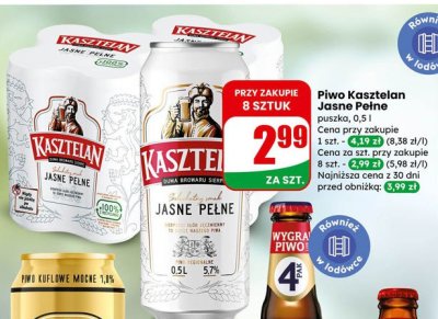 Piwo Kasztelan Jasne Pełne promocja w Dino