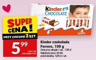 Czekolada Kinder Chocolate Ferrero, 100 g promocja w Twój Market