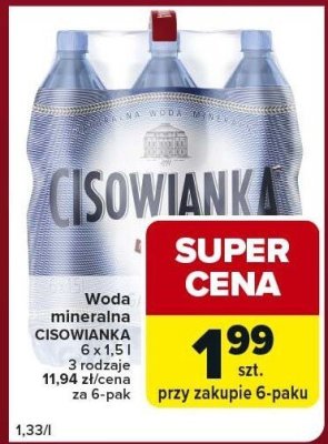 Woda mineralna CISOWIANKA 6x1,5l promocja w Globi