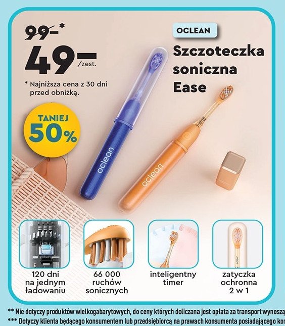 Szczoteczka soniczna ease Oclean promocja w Biedronka