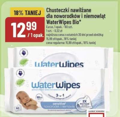 Chusteczki nawilżane dla noworodków i niemowląt  Bio WaterWipes promocja w POLOmarket