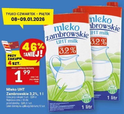 Mleko UHT Zambrowskie 3,2%, 1 l promocja w Twój Market