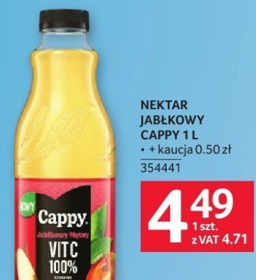 Nektar jabłkowy Cappy 1 l kaucja 0.50 zł promocja w Selgros
