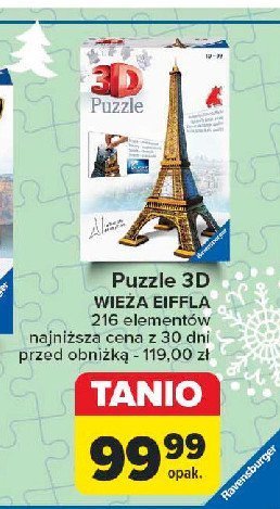 Puzzle 3d wieża eiffla Ravensburger promocja w Carrefour