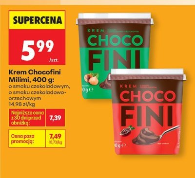 Krem Chocofini Milimi, 400 g czekoladowy promocja w Biedronka