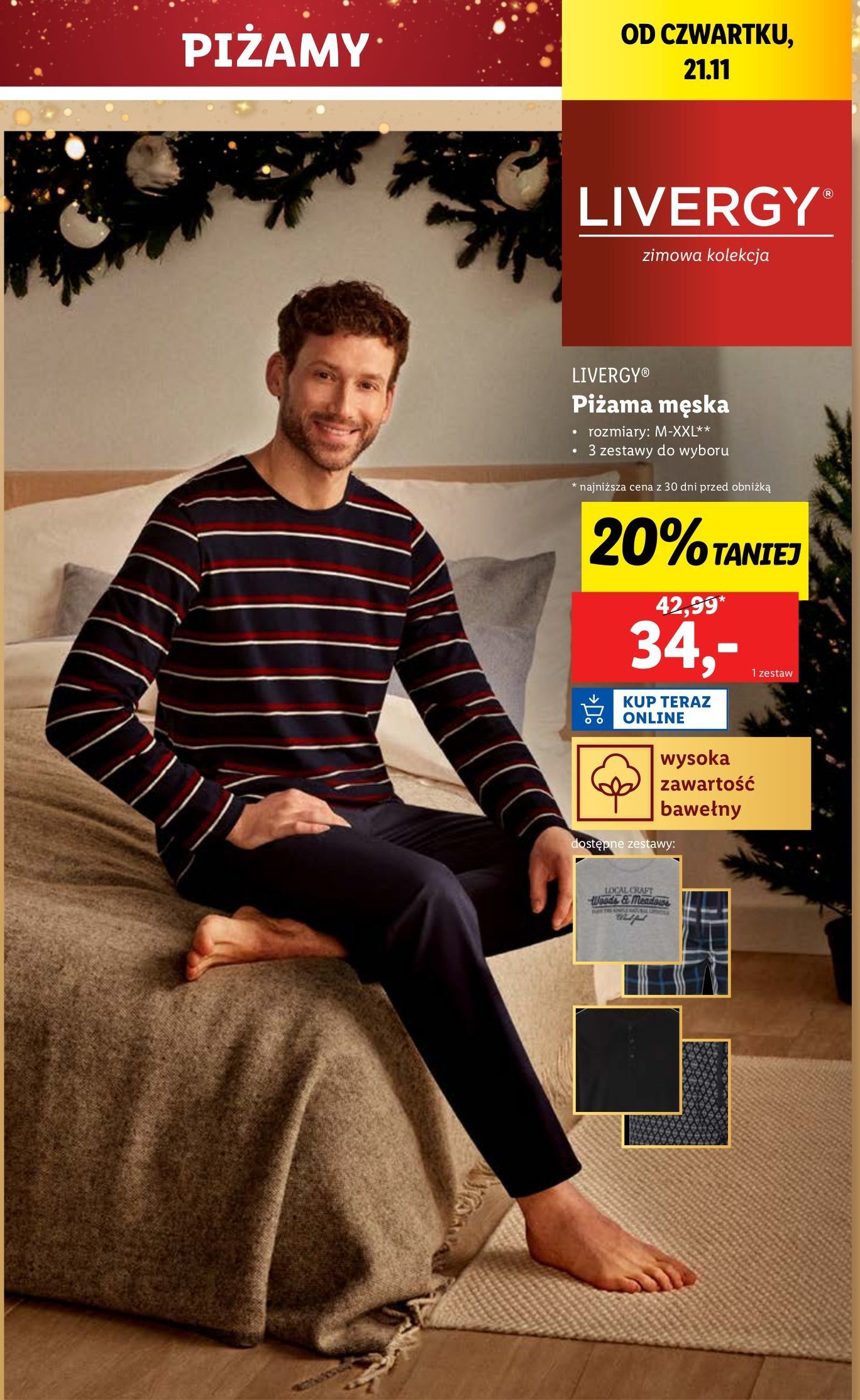 Piżama męska rozm. m-2xl Livergy promocja w Lidl