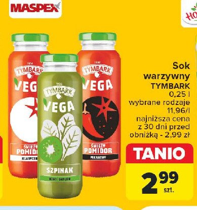 Sok pomidorowy Tymbark vega promocja w Carrefour Market