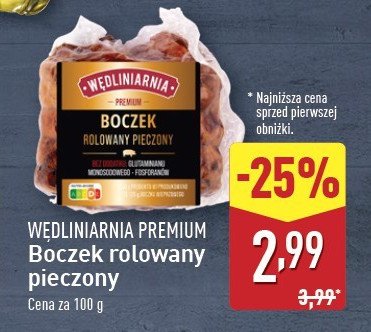 Boczek rolowany pieczony Wędliniarnia premium promocja w Aldi