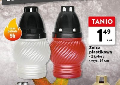 Znicz plastikowy biały lub czerwony 14 cm promocja w Intermarche