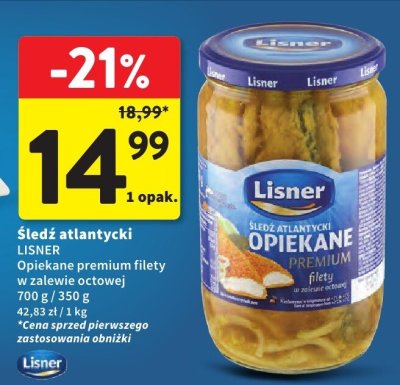 Śledź atlantycki Opiekane premium filety w zalewie octowej promocja w Intermarche