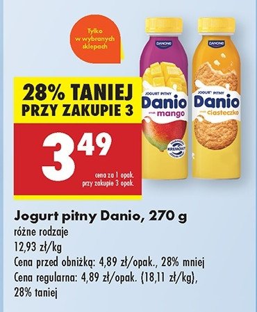 Jogurt pitny mango Danone danio promocja