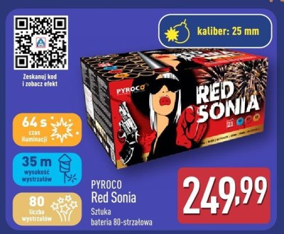 Fajerwerki PYROCO Red Sonia bateria 80-strzałowa promocja w Aldi