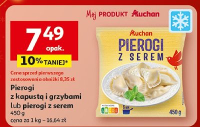 Pierogi z kapustą i grzybami lub pierogi z serem, Auchan, 450 g promocja w Auchan