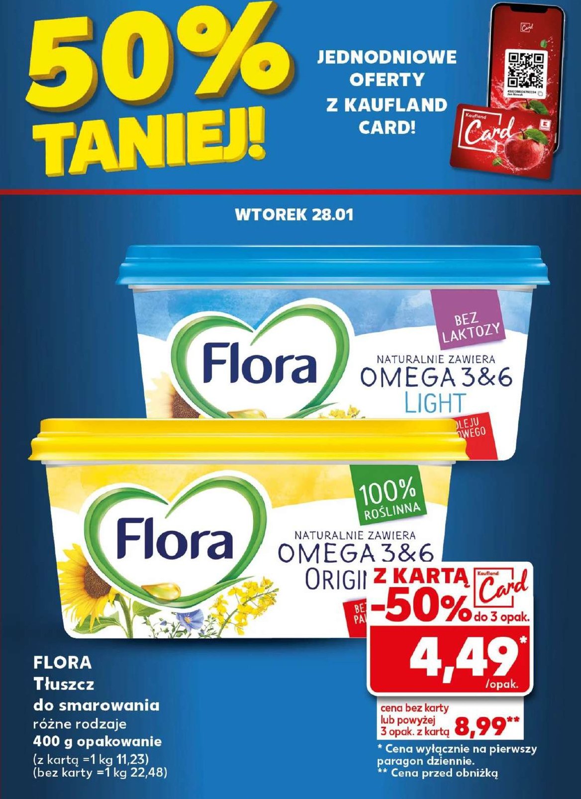 Margaryna light bez laktozy Flora omega 3&6 promocja