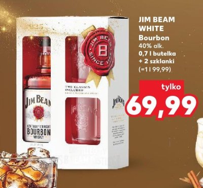 Bourbon JIM BEAM WHITE 40% alk. 0,7 l butelka + 2 szklanki promocja w Kaufland