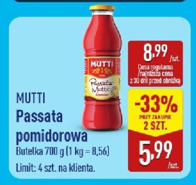 Passata pomidorowa MUTTI promocja w Aldi