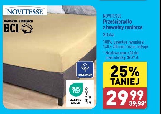 Prześcieradło z bawełny renforce 140 x 200 cm Novitesse promocja