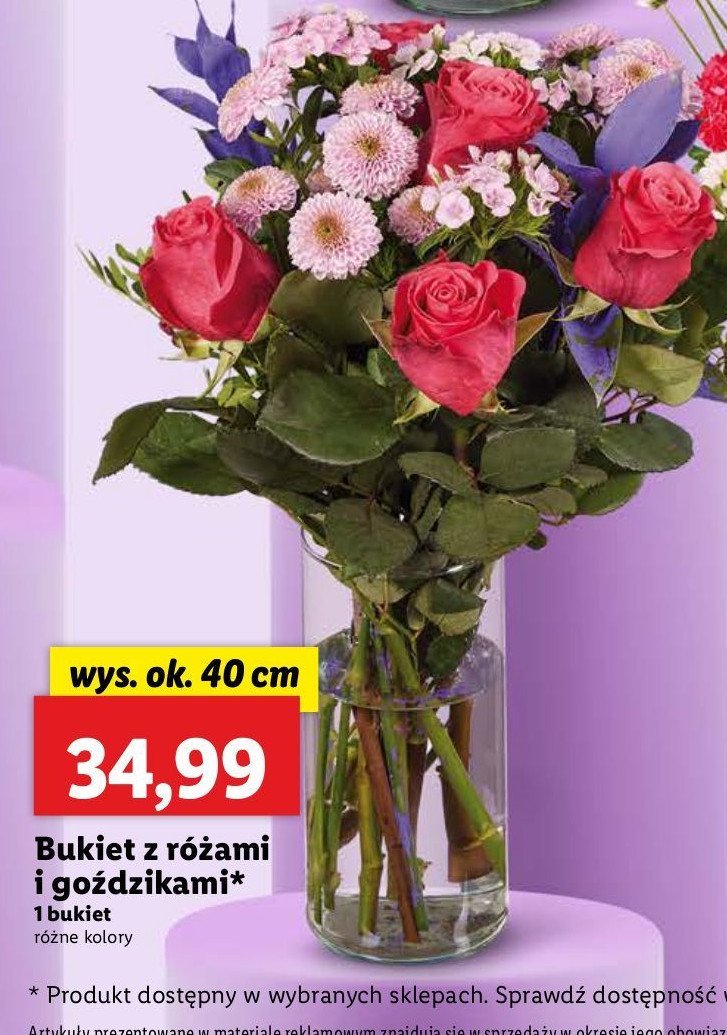 Bukiet z różami i goździkami promocja w Lidl
