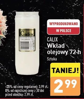 Wkład olejowy do znicza 72 h 215 g Calix promocja