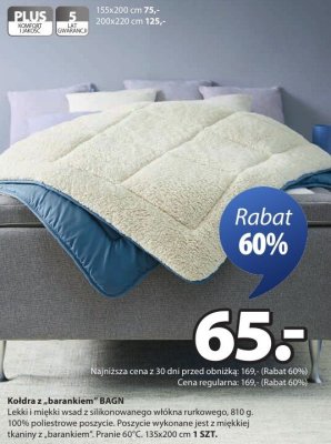 Kołdra z "barankiem" BAGN promocja w Jysk
