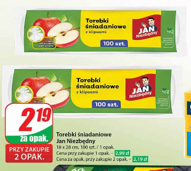 Torebki śniadaniowe z klipsami Jan niezbędny promocja w Dino