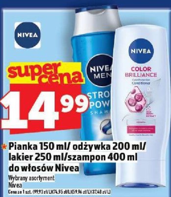 Pianka 150 ml/odżywka 200 ml/lakier 250 ml/szampon 400 ml do włosów Nivea promocja w TOPAZ