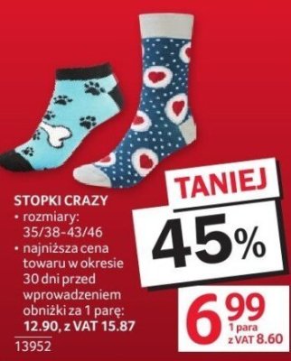 Stopki Crazy rozmiary: 35/38-43/46 promocja w Selgros