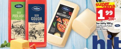 Ser żółty OSM Kosów Gouda/Mozzarella/Podlaski 100g promocja w TOPAZ