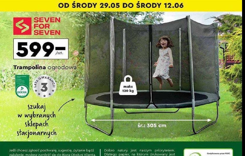 Trampolina z siatką 240 x 305 cm Seven for 7 promocja