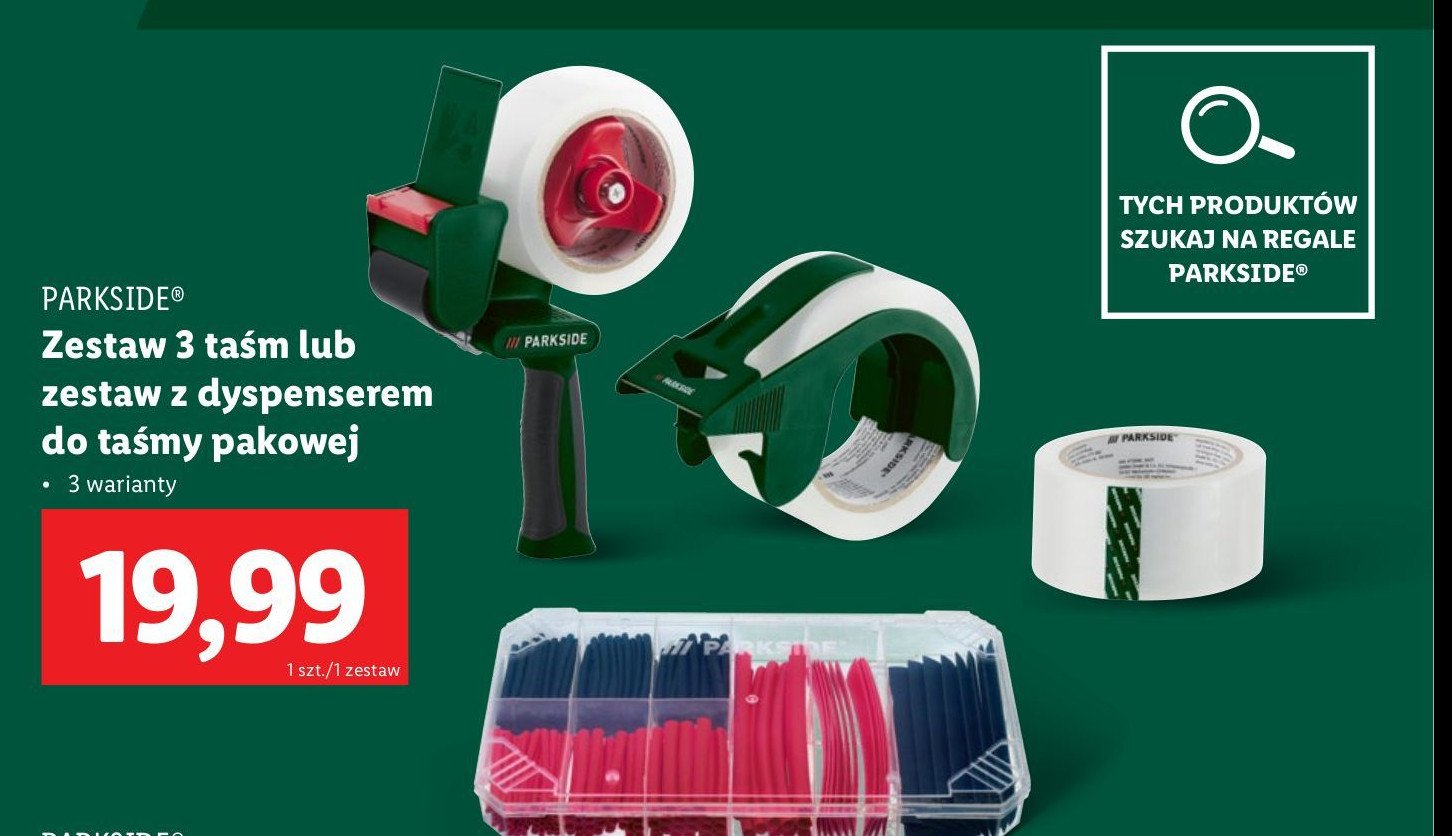 Taśmy z dyspenserem Parkside promocja w Lidl