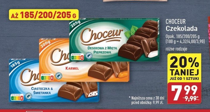 Czekolada deserowa z miętą pieprzową Choceur promocja w Aldi