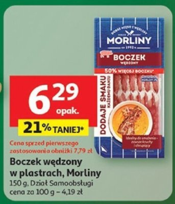 Boczek wędzony w plastrach, Morliny 150 g promocja w Auchan