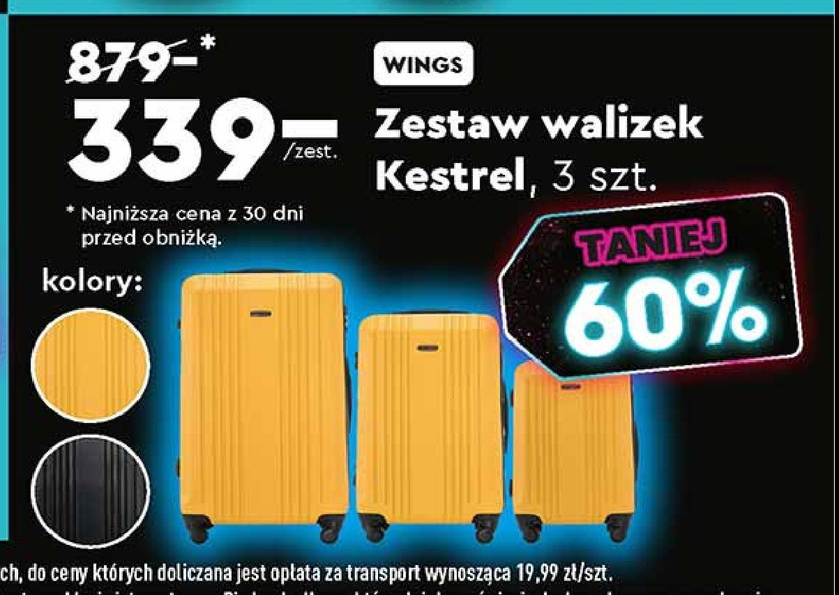 Zestaw walizek kestrel Wings promocja w Biedronka