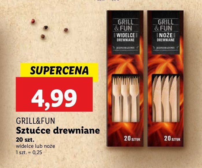 Noże biodegradowalne Grill and fun promocja w Lidl