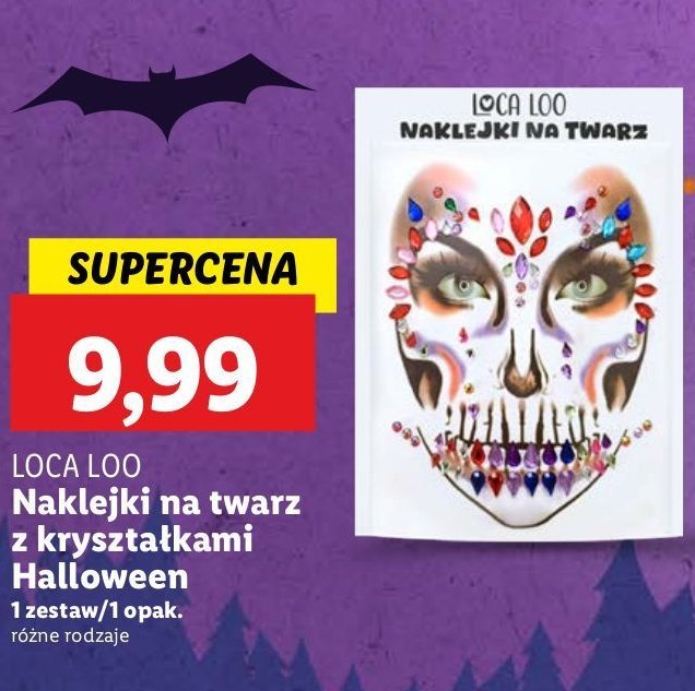 Naklejki na twarz z kryształkami halloween LOCA LOO promocja