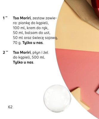 Zestaw kosmetyków Tso Moriri - pianka do kąpieli, krem do rąk, balsam do ust, świece sojowa promocja w Rossmann