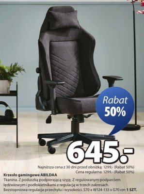 Krzesło gamingowe ABILDAA promocja w Jysk