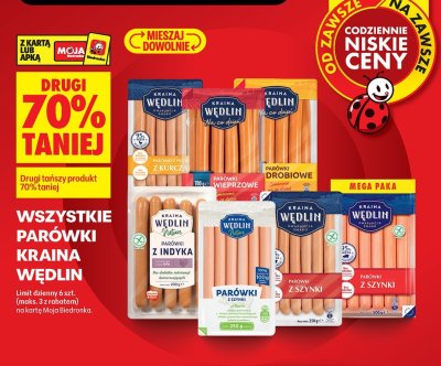 Parówki Kraina Wędlin różne rodzaje promocja w Biedronka