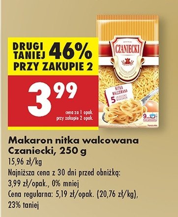 Makaron 5-jajeczny nitka walcowana Czaniecki promocja w Biedronka