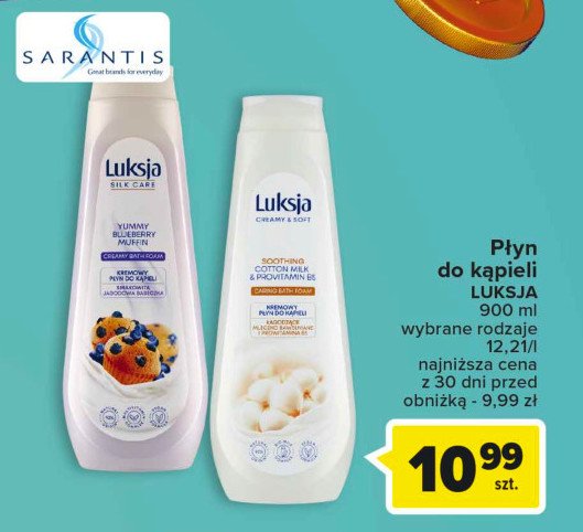 Płyn do kąpieli smakowita jagodowa babeczka Luksja silk care promocja