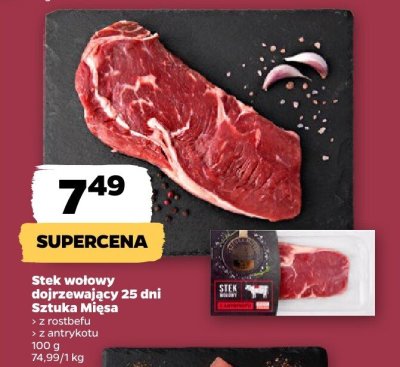 Stek wołowy dojrzewający 25 dni Sztuka Mięsa z rostefu z 2 antrykotu promocja w Netto