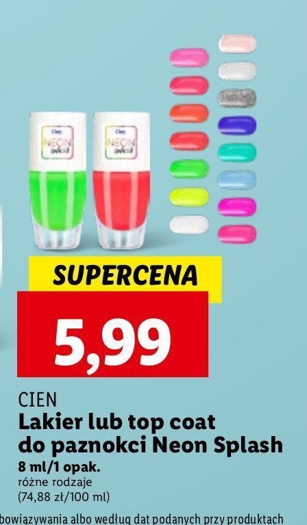 Lakier do paznokci neon splash pomarańczowy Cien promocja