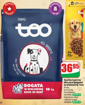 Sucha karma dla psa bogata w wołowinę Teo promocja w Dino