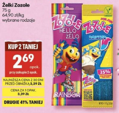 Żelki Zozole wybrane rodzaje promocja w Delikatesy Centrum