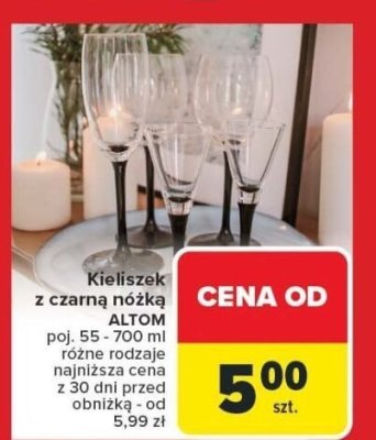 Kieliszek z czarną nóżką poj. 55-700 ml różne rodzaje ALTOM promocja w Carrefour