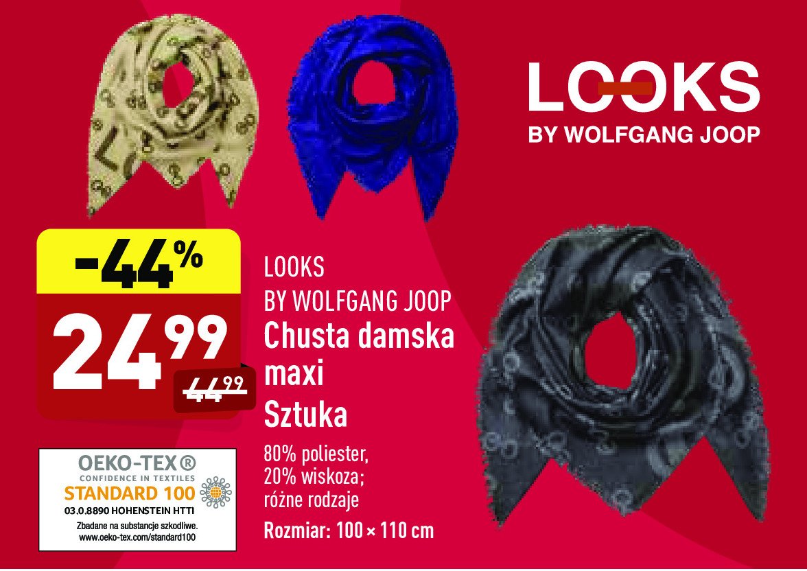 Chusta damska maxi 100 x 110 cm Looks by wolfgang joop promocja