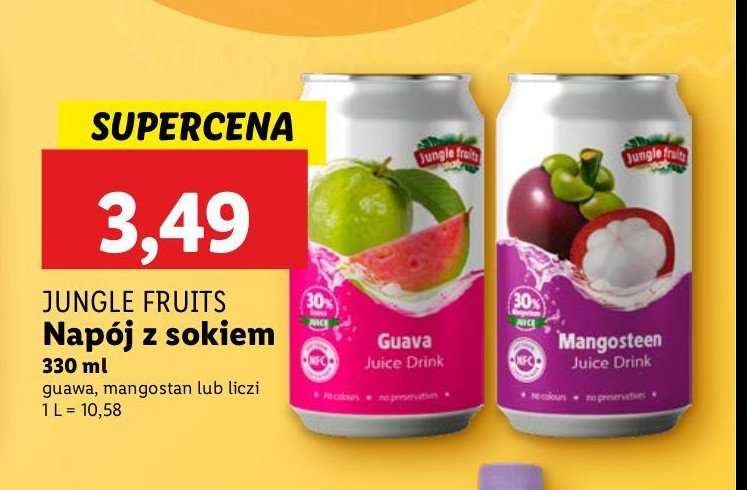 Napój z sokiem liczki Jungle fruits promocja w Lidl